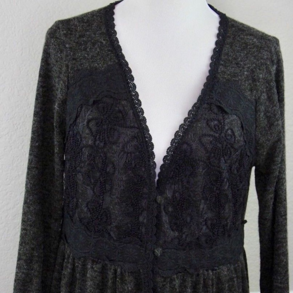 Areve Women's Neck Lace Cardigan Sweater Gray NWT